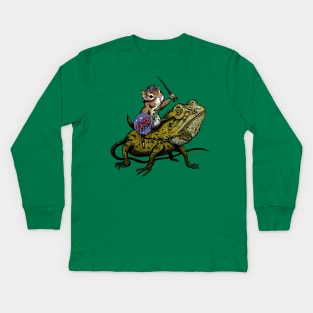 Post Apocalyptic Chipmunk Riding a Lizard Kids Long Sleeve T-Shirt